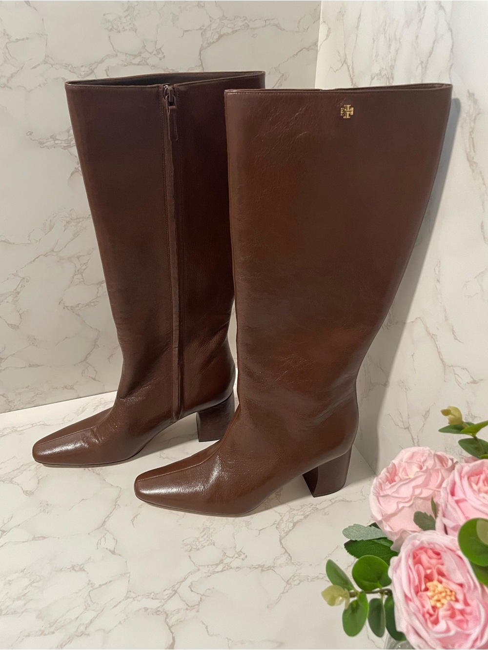 Tory Burch Banana Tall Boot 55mm • Coco Brown Goat Leather • Size 11 • Like New